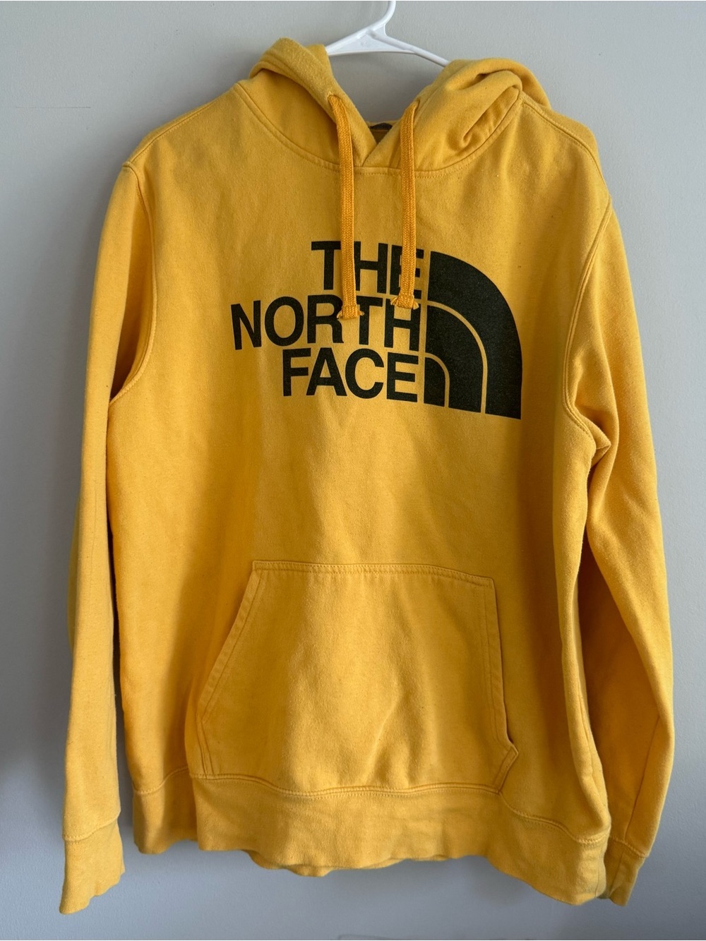 The North Face Men's Yellow Hoodie with Black Logo size large